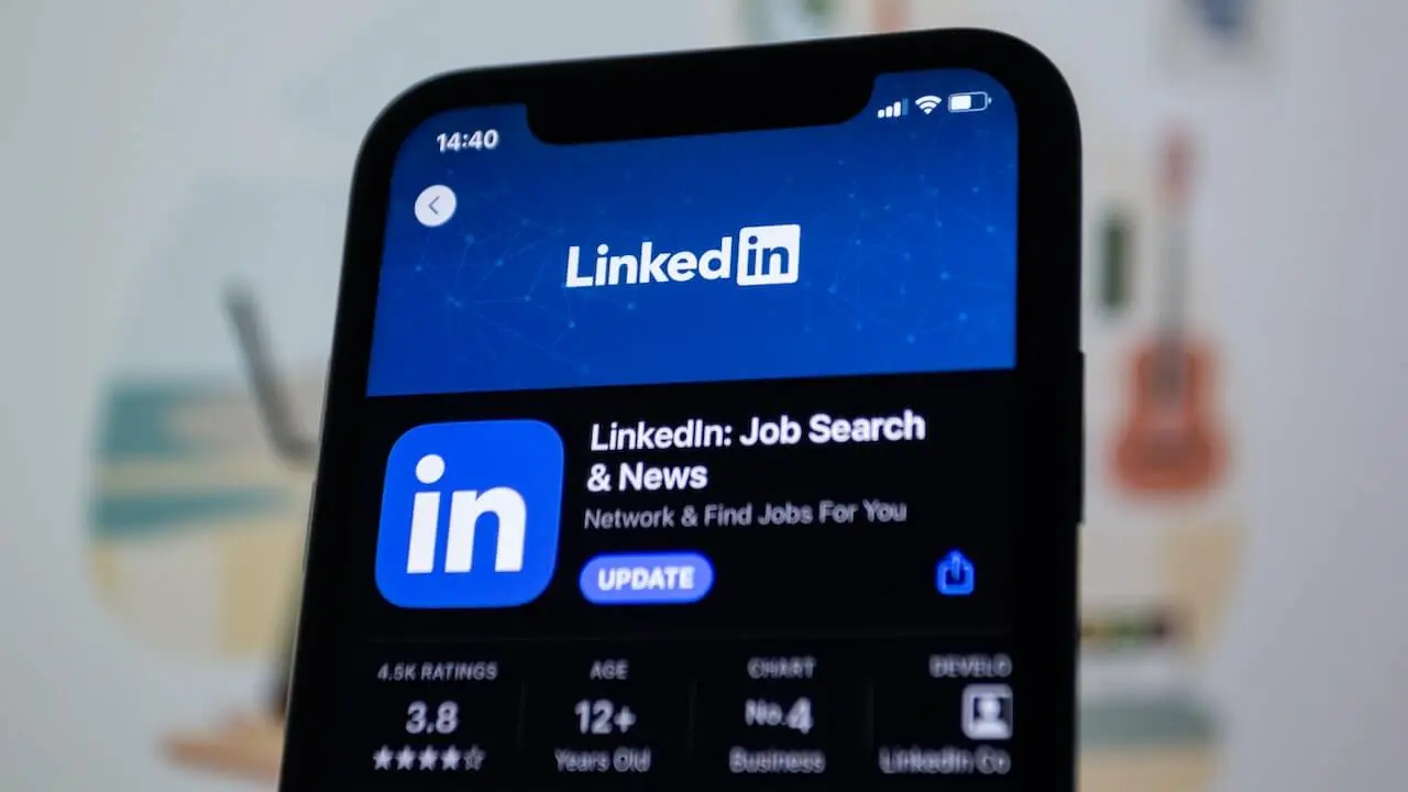 LinkedIn app icon on a mobile screen used for lead generation