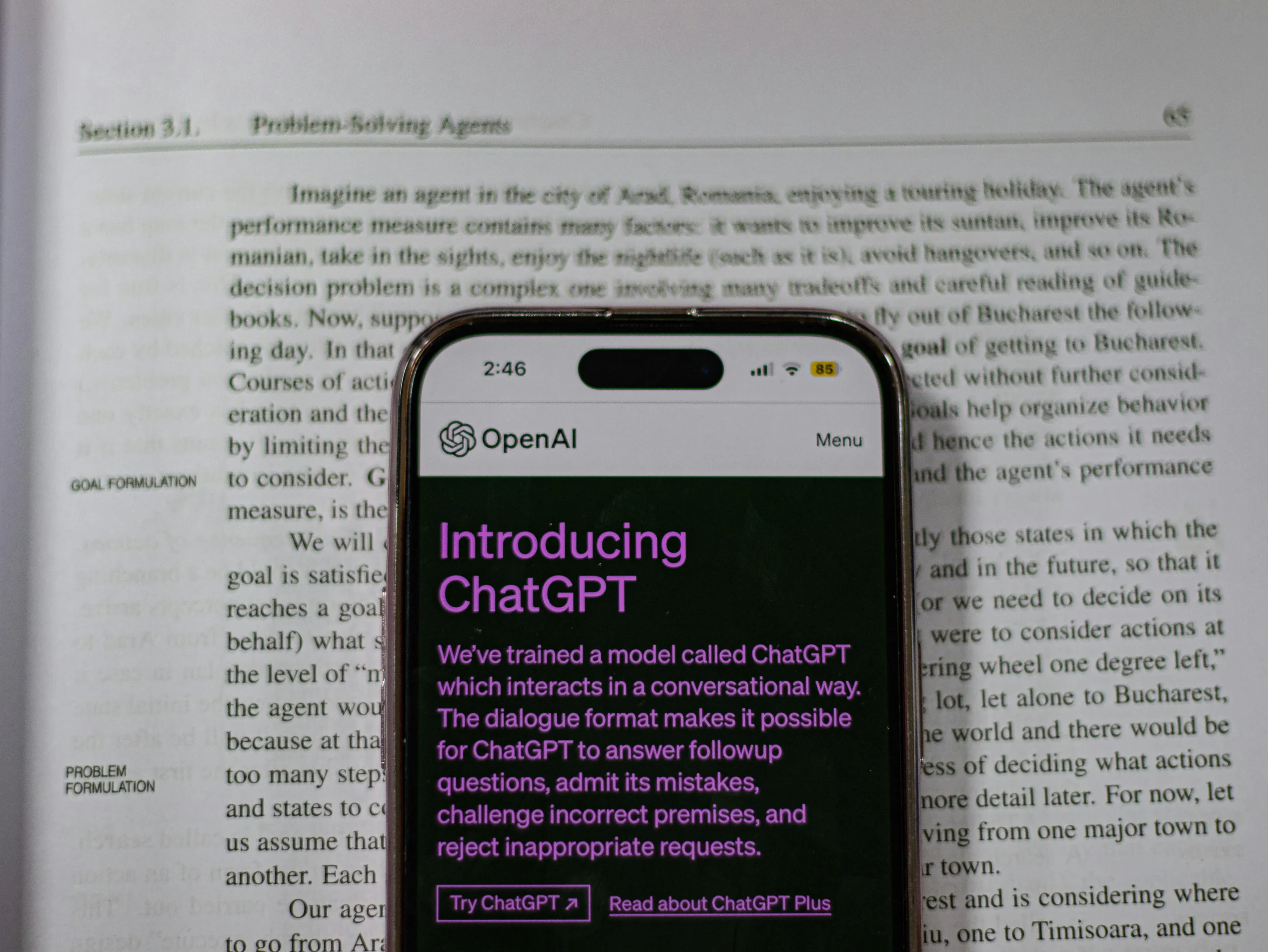 ChatGPT AI interface on smartphone screen