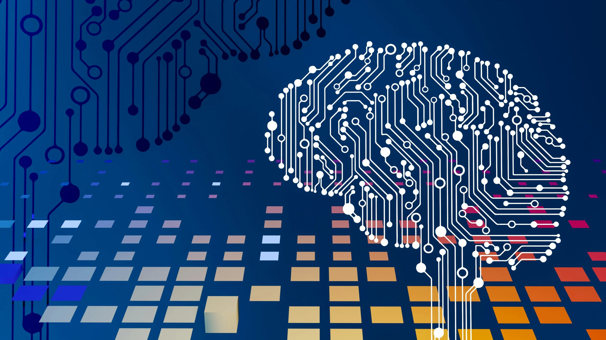 A digital circuit board brain illustration representing automated content generation and AI writing models
